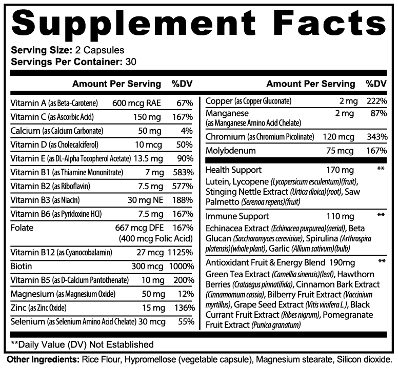 Complete Multivitamin Complex – Antioxidant-Rich Formula with Performance Enhancers and Immune Support