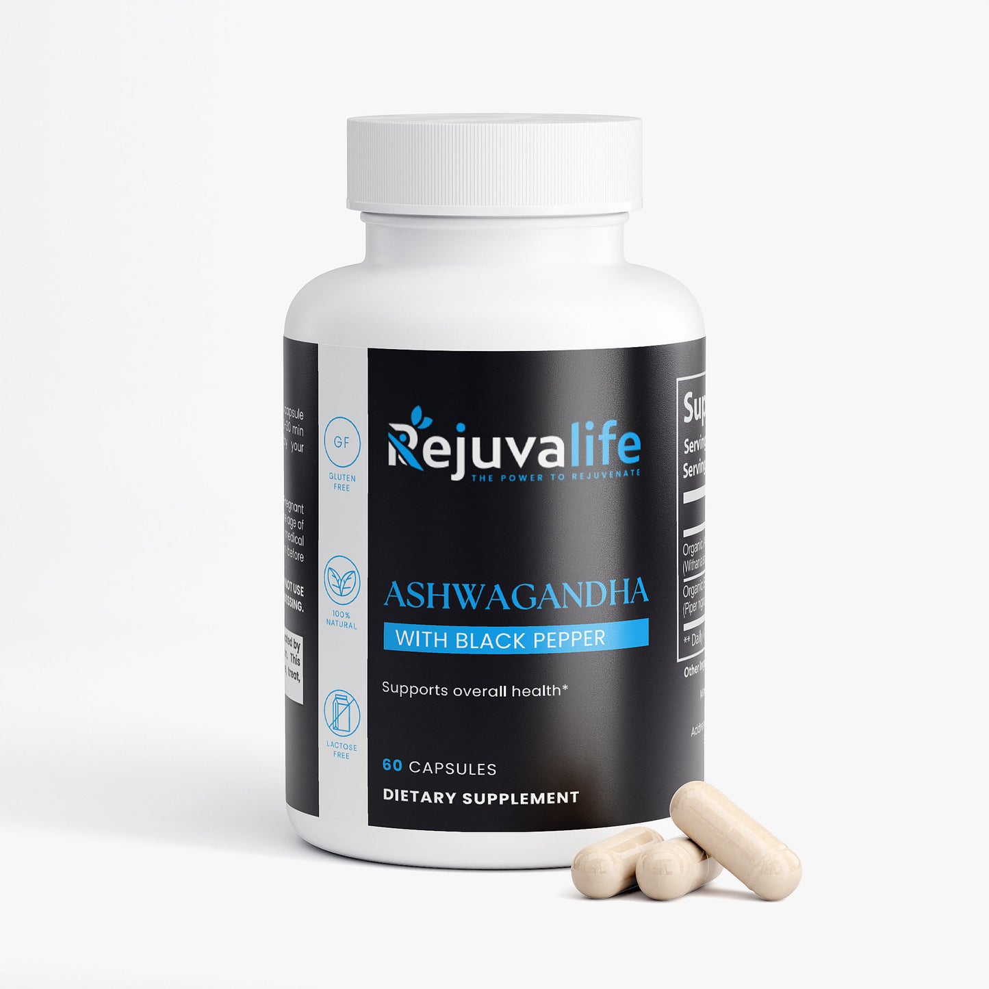 Rejuvalife Ashwagandha Stress Relief, Energy & Focus Capsules, 60 Count