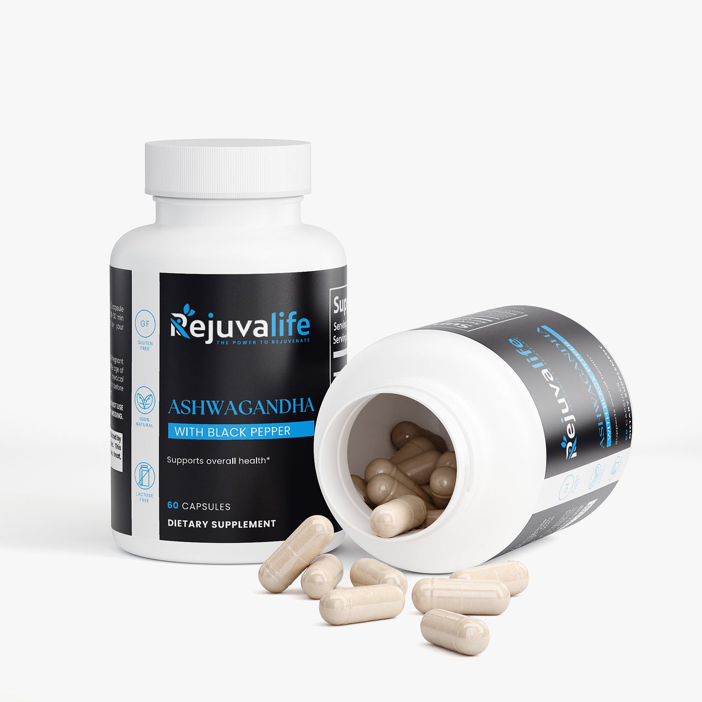 Rejuvalife Ashwagandha Stress Relief, Energy & Focus Capsules, 60 Count