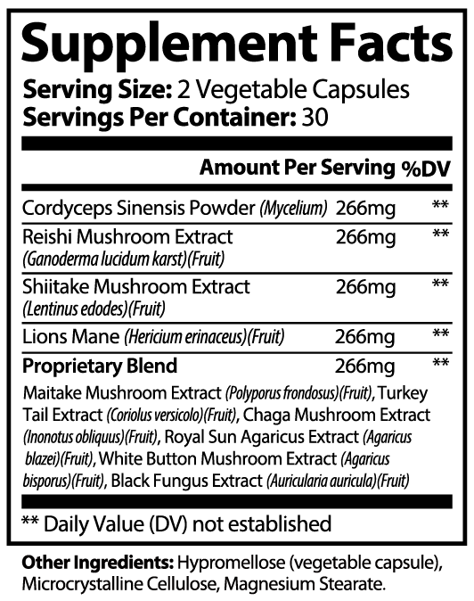 Mushroom Complex 10 X – Powerful Cognitive and Immune Support