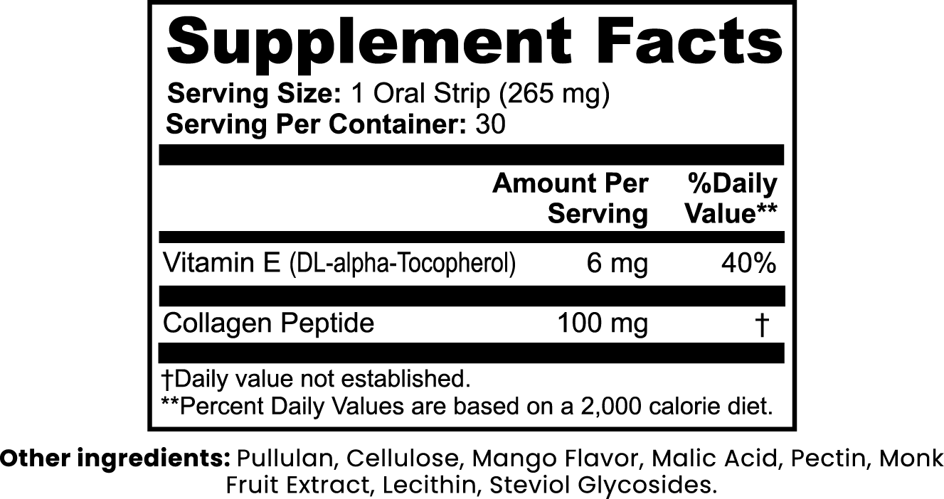 Beauty + Collagen Strips - Promote the Normal Health and Appearance of Skin, Hair, and Nails